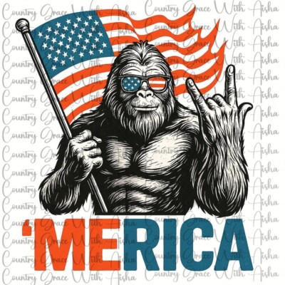 Sublimation Print Bigfoot America Flag Ready To Press Paper Ink Heat Transfer