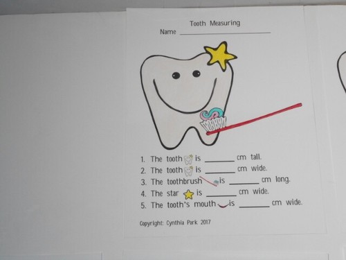 Dental Health Math Measurement In Inches/Centimeters Activity Set Laminated New! - Picture 3 of 9