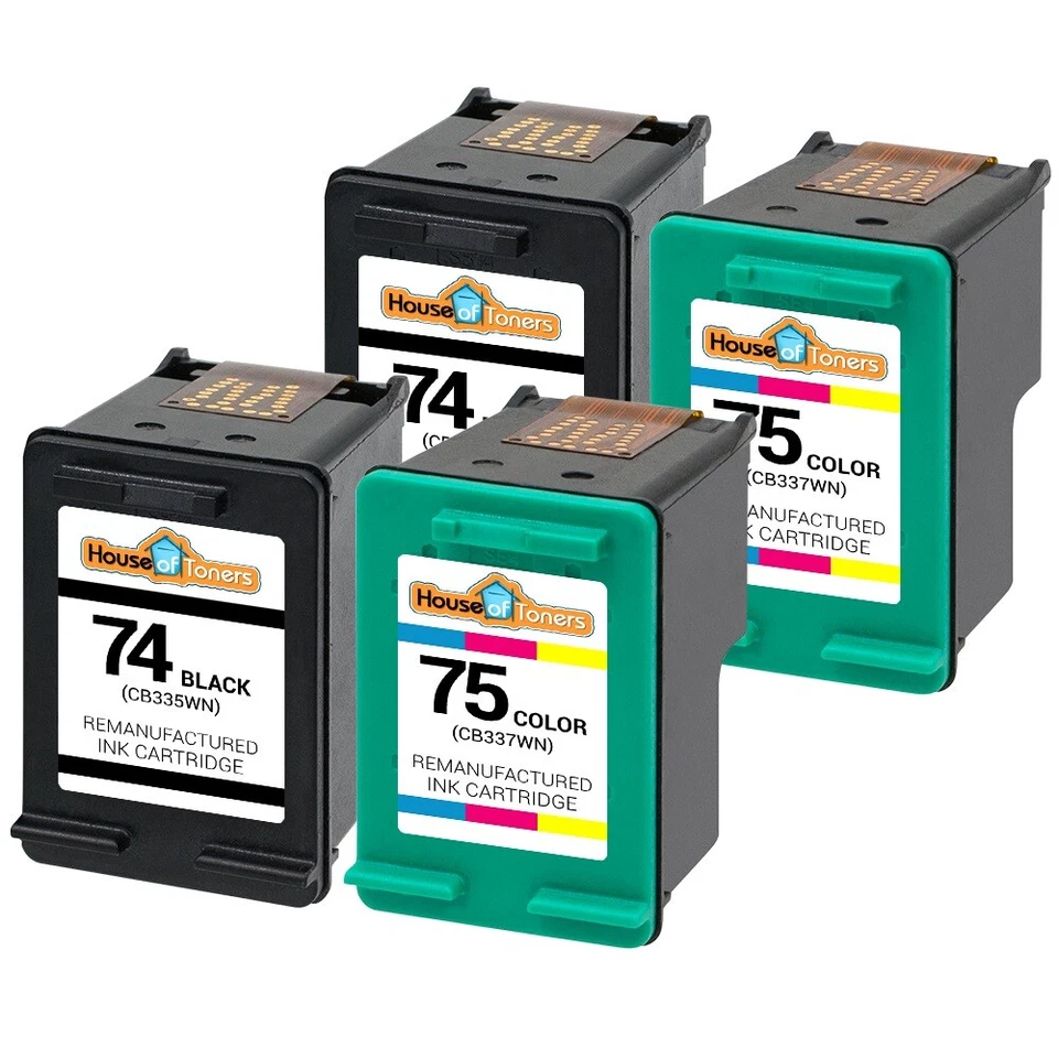 4PK Compatible With HP 74 Black HP 75 Color Ink HP Deskjet D4260 D4263 D4268  - Image 2 of 2