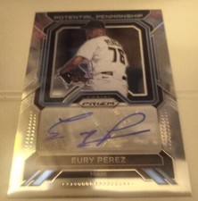 2023 Panini Prizm Baseball Eury Perez Potential Penmanship Auto Rookie Silver