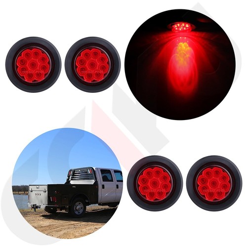 4-Piece 2.5" Round LED Side Marker Light Kit - 13 LED Amber/Red, Sealed With Grommet