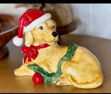 Blue Sky Clayworks Christmas Labrador Golden Dog Figurine NWT Auth Retailer HTF