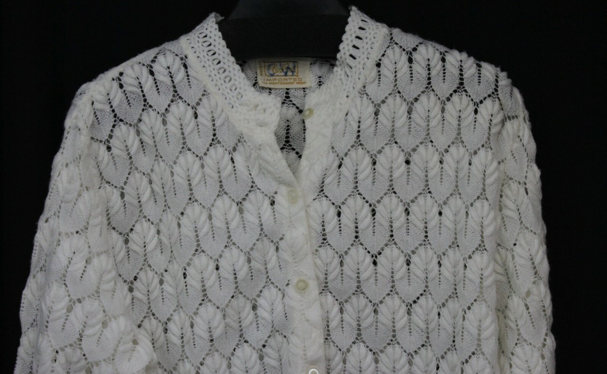 Carol Brent Cardigan Sweater Vtg Knit Retro 70s 60s Secretary 