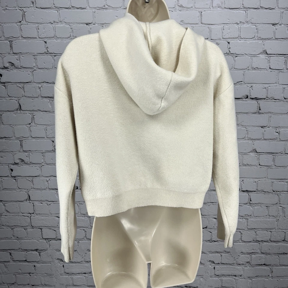 Sudadera con Capucha Zara Crema Mezcla Lana Cremallera Recortada Bolsillos Juniors Talla 13-14 Foto 2 de 4