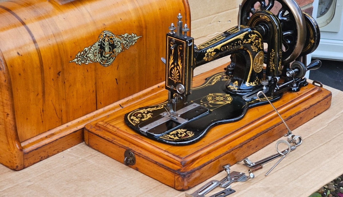 Antique Singer 12K Fiddle base Hand crank Sewing Machine | eBay