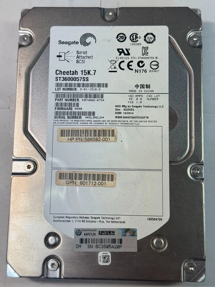 HP 586592-001 ST3600057SS 600GB 15K RPM 16MB Cache 6Gb/s 3.5" SAS HDD - Image 2 of 4