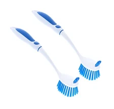 Superio Scrubber Vegetable Brush Blue, 2 Sided Bristles with Comfort Grip 2 Pack