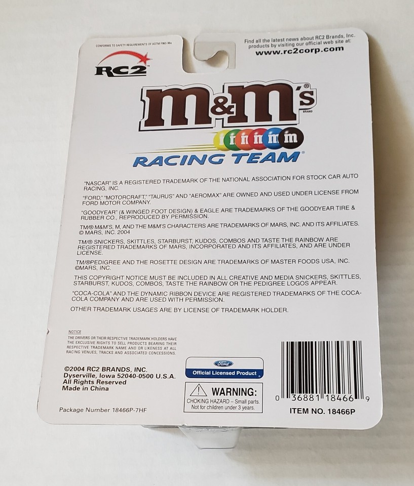 Elliott Sadler #38 M&M's Daytona Special - 1/24 Diecast - 2004 Elite Avec Vitrine