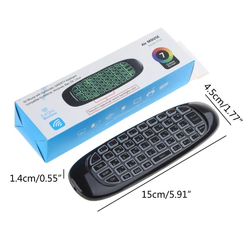 C120 RGB 7 Backlight Fly Air Mouse Wireless Backlit Keyboard 2.4G Remote Control - Picture 8 of 13