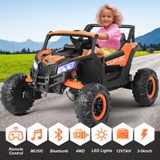 12V Kids Orange Ride On UTV Vehicle Electric Off-Road Car with Music, RC, LED