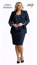 Womens Elegant Calibrated Curvy 3 Piece Lightweight Suit Suit Set Made in Italy