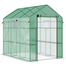 Walk In Greenhouse with Shelves Windows PE Cover for Outdoor Garden Plant Flower