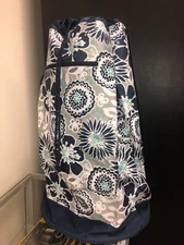 Thirty One Cinch It Up Super Sac Awesome Blossom Blue Floral Duffle Tote Bag 