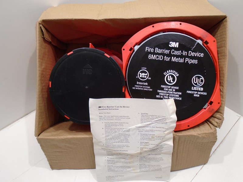 *NEW* (LOT OF 2) 3M 6MCID FIRE BARRIER 6" CAST-IN DEVICE FOR METAL PIPES
