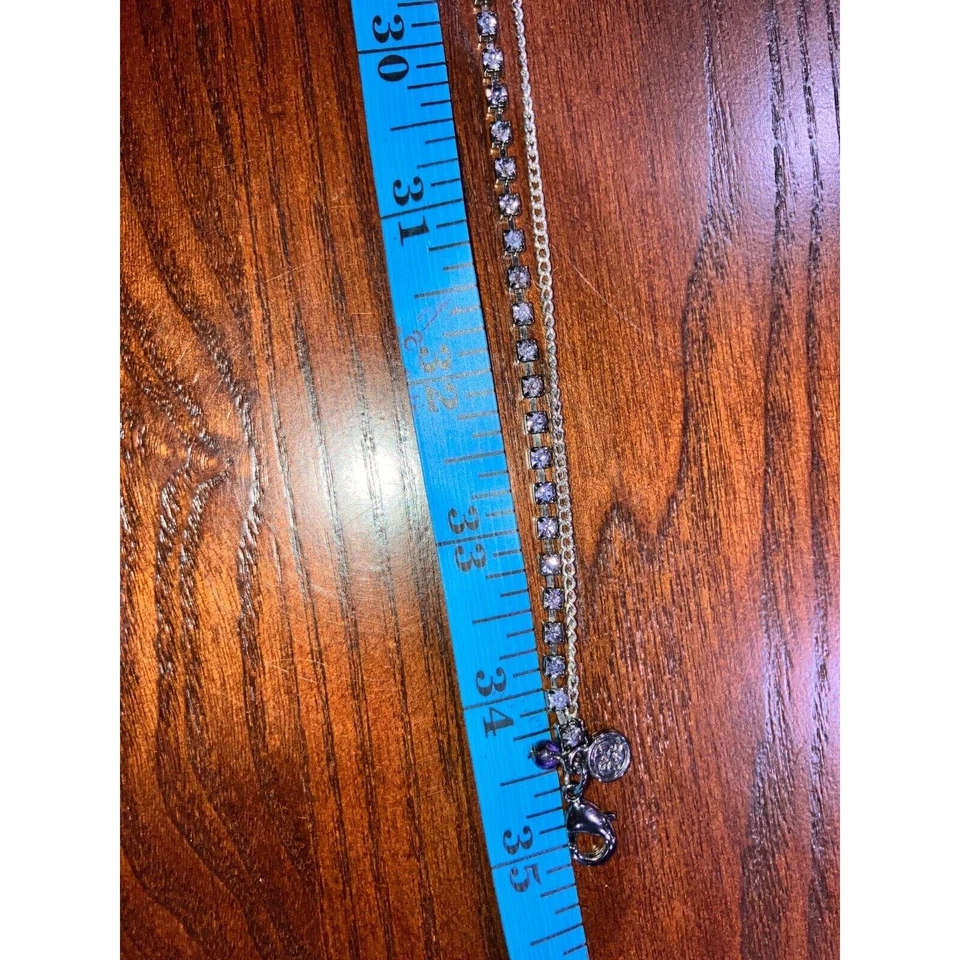 Vera Wang Collar Largo Púrpura, Estrás y Cadena Tono Plateado! Foto 2 de 4