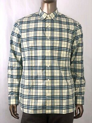 $330 Burberry Alexander Men's Chalk Yellow/Blue Checked Cotton Shirt  4061808 | eBay