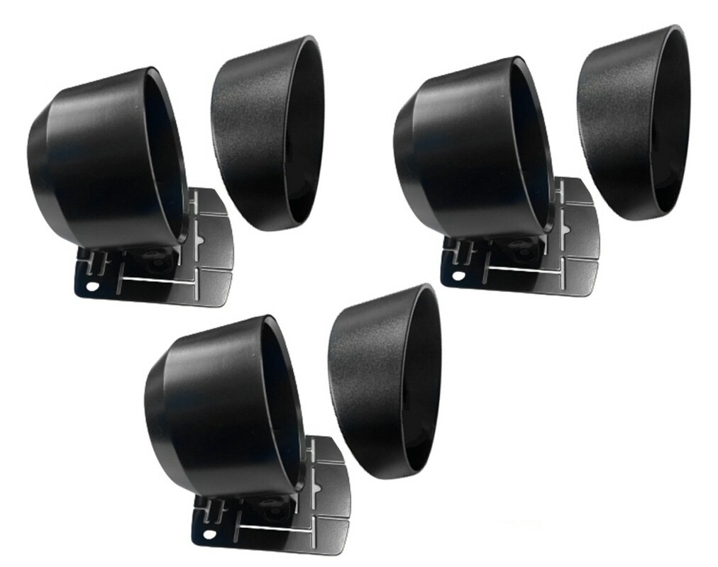 3 x 52mm Car Gauge Holders, Gauge Pods w/ Visors Triple Pack for Boost