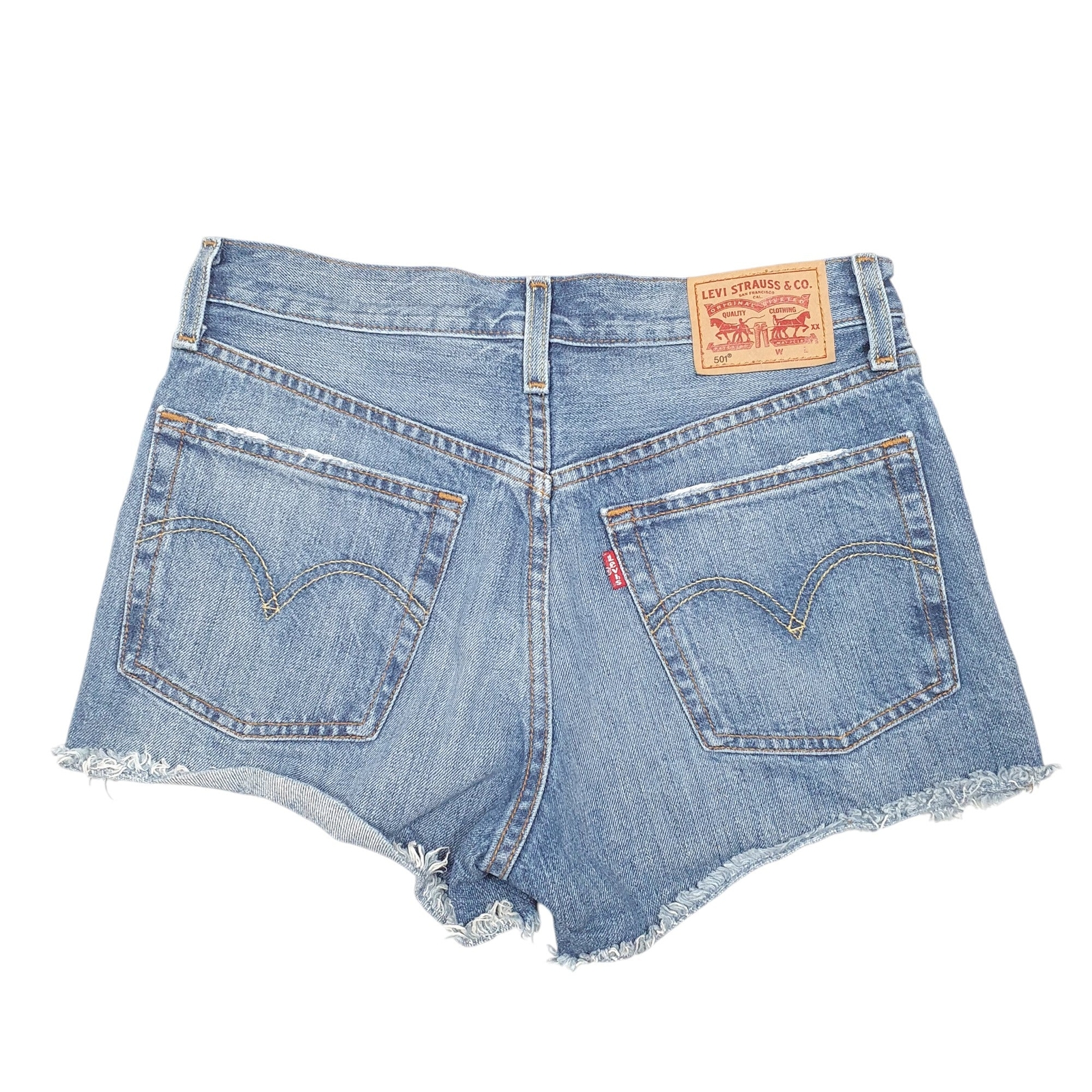 LEVIS 501 Jorts Hot Pants Distressed Blue Denim Jeans Cotton Shorts Womens W28 image 3