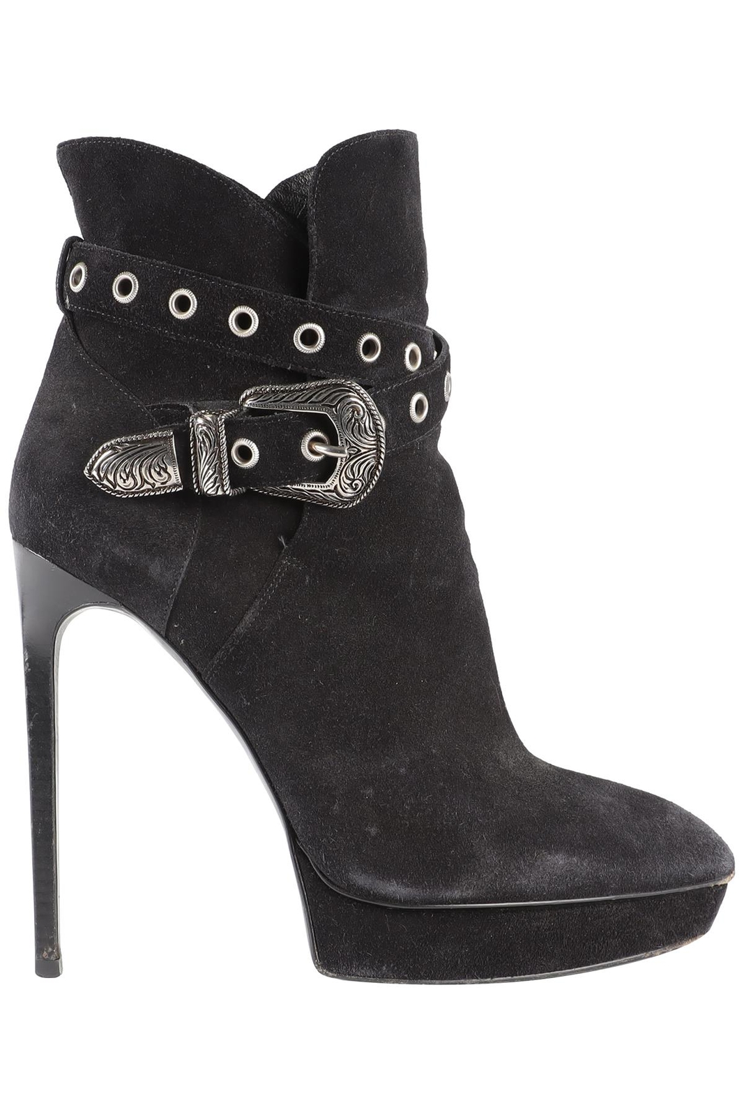 SAINT LAURENT STIVALETTI NERI SCAMOSCIATI EU 40 UK 7 US 10