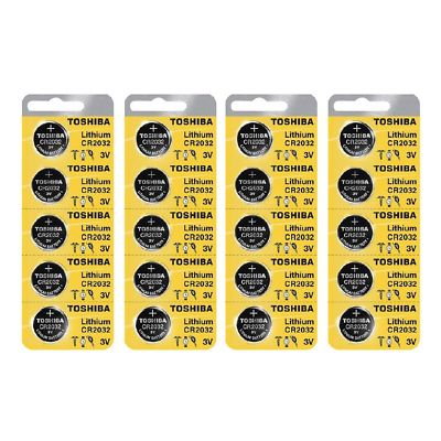 Toshiba Genuine Fresh Date CR2032 2032 Lithium 3V Batteries Exp 2034 (20 pieces)