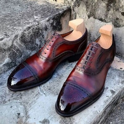 New Real Brown Leather Customize Office Shoes, Cap-To For Party