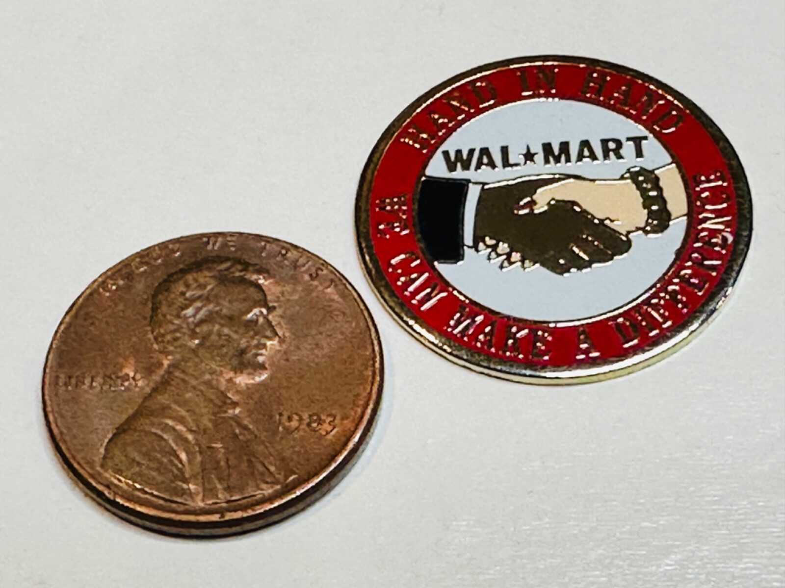 Walmart Wal-Mart Employee Associate Hat Pin Hand in Hand We Can Make Difference