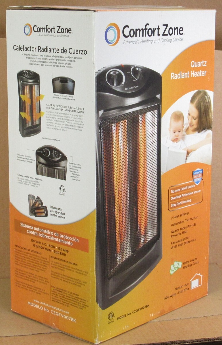 Comfort Zone 1500-Watt Electric Quartz Infrared Radiant Tower Heater  CZQTV007 | eBay