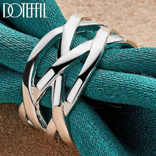 DOTEFFIL 925 Sterling Silver Cross Intertwined Ring Party Fashion Charm Jewelry - 第 1/7 張圖片