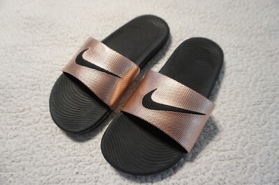 bronze nike slides