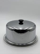 Vintage Everedy Kake-Saver Cake Pan Plate Chrome Cover Glass Plate Retro 1960’s