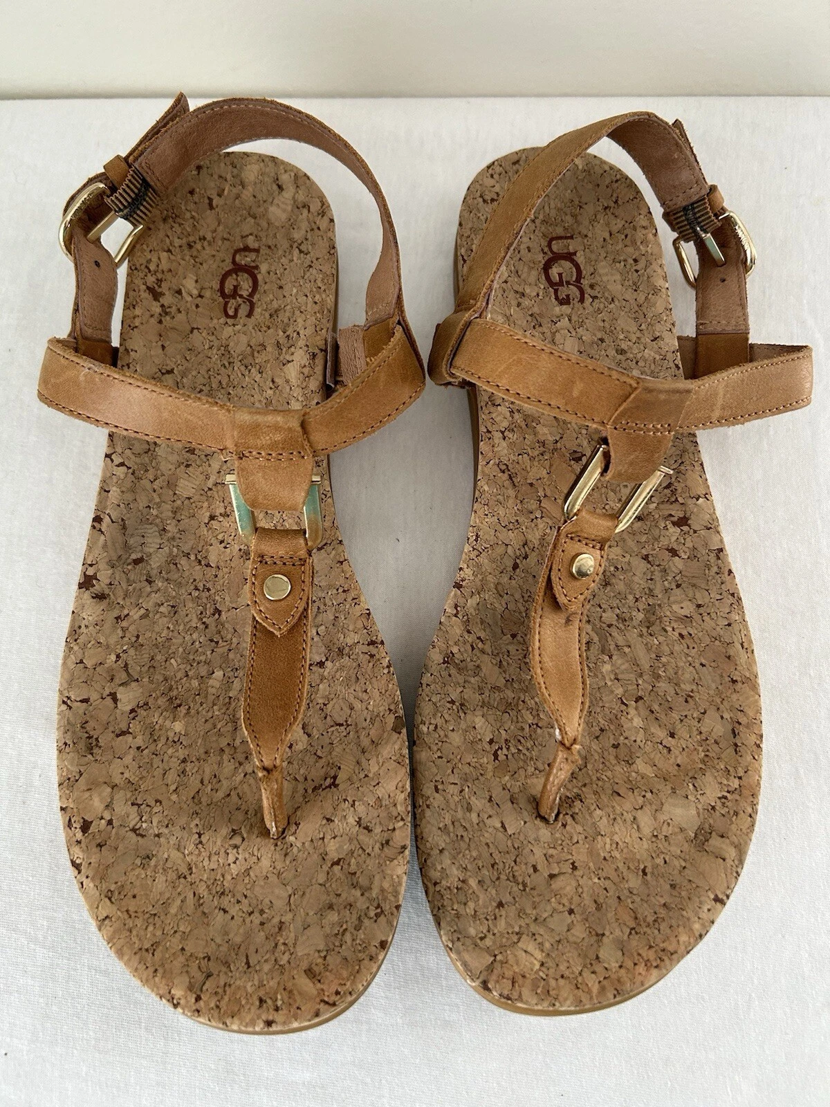 Sandali Ugg Aleigh T cinturino marrone chiaro taglia 8 5 suole in sughero