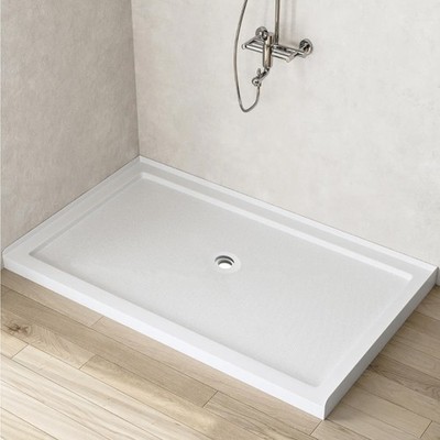 Glossy White Single Threshold Shower Base Effortless Cleaning 36 x 60 Shower Pan