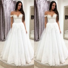Elegant Wedding Dresses Off The Shoulder Beading A Line Bridal Gowns Sweep Train