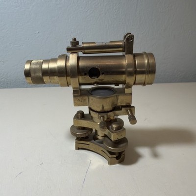 Stanley London Brass Road Dumpy Level w Compass & Telescope/Miniature Rare Vtg