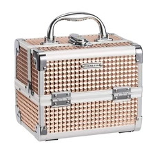 Makeup Case Train Portable Box with Mirror Lock Travel Cosmetic Cases Hard