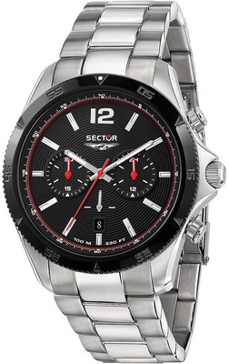 SECTOR 650 Chronograph R3273631004 Herrenuhr Stahl Schwarz Sub 100 Meter Data