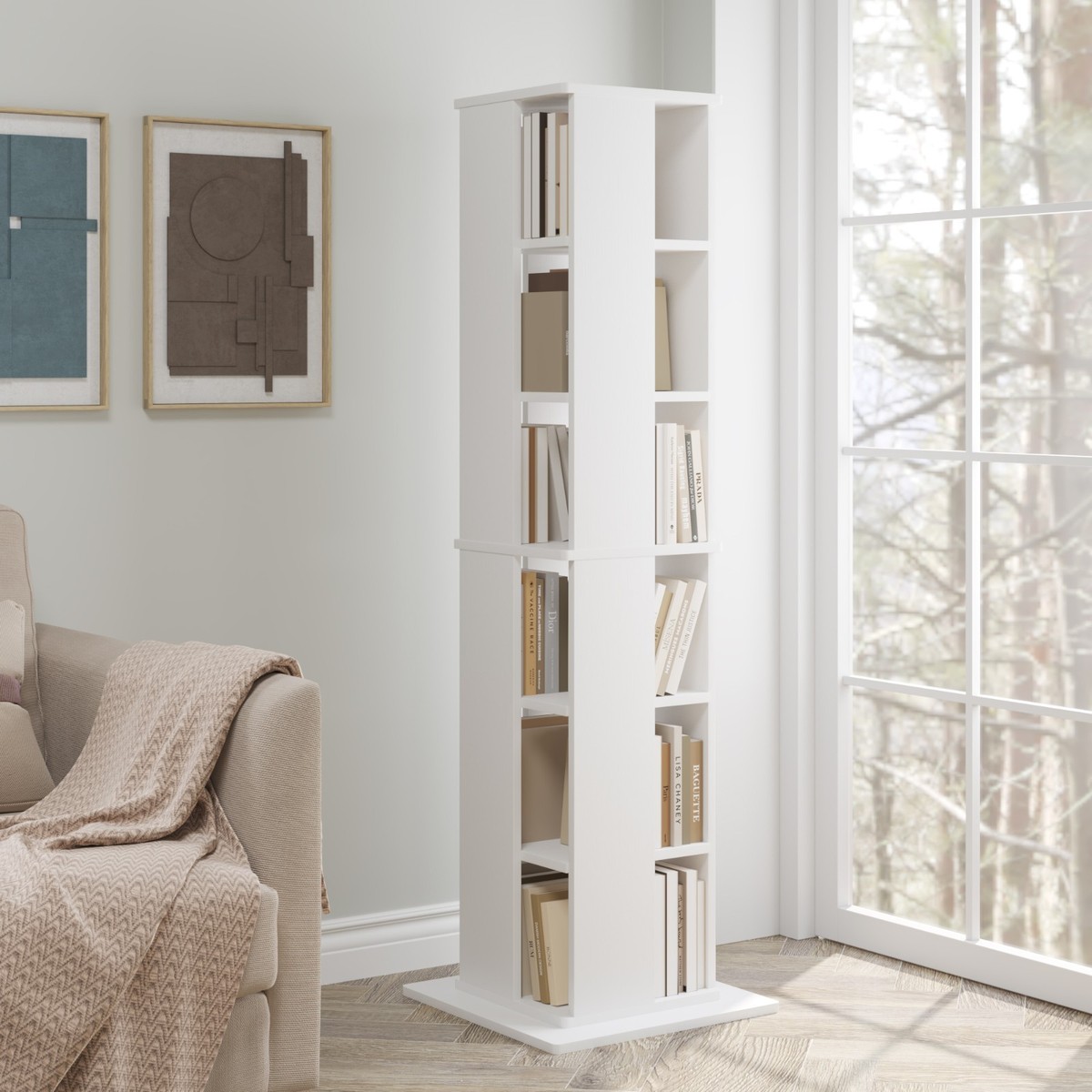 6 Tiers Corner Spinning Bookcase Organizer 360° Rotating Bookshelf