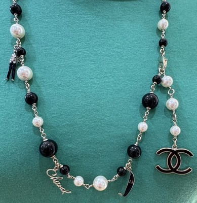 CHANEL Black/White 38  NECKLACE Venice/Paris/Gondola RARE