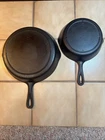Vintage LODGE-3 Notch-Cast Iron Skillet-Set of 2-#8 & #5
