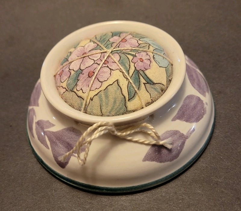 Pottery Pin Cusion By Sullivan. Artist Signed. 4.5 Inches Wide By 2 Inches Tall.
