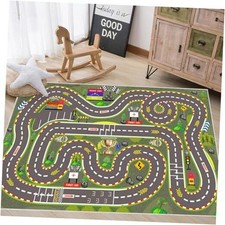 Kids Rug, Race Track Playmat Rugs 47 31 in Kids Carpet with Rubber Backing,