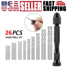 26Pcs DIY Tool Set Mini Micro Hand Drill Bits Set Manual drill pin vise chuck