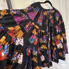 Vintage Pleated Native Print Handmade Circle Skirt Heavyweight Western Festival
