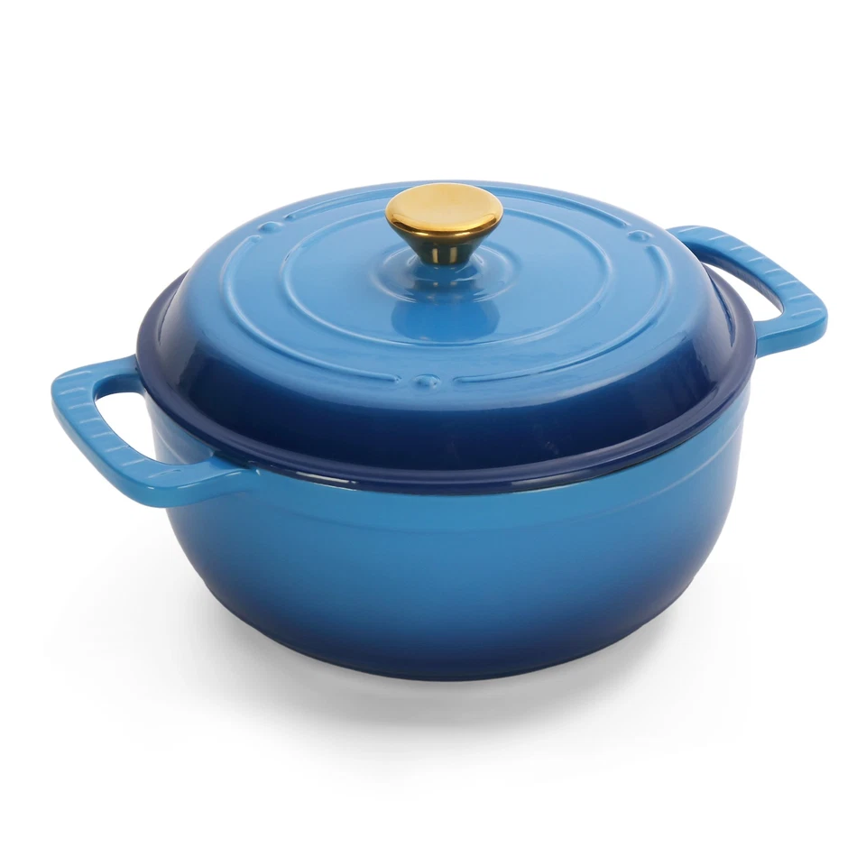 5 Quart Enameled Cast Iron Round Dutch Oven with Lid for Bread Baking, Stews