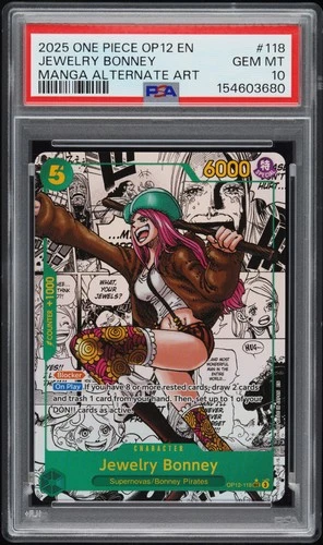 2025 ONE PIECE OP12-LEGACY OF THE MASTER #118 JEWELRY BONNEY PSA 10