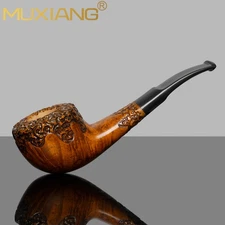MUXIANG Rustic Pot Freehand Pipe Briar Wooden Carved Tobacco Pipe Cumberland