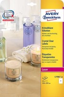 Avery Zweckform Crystal Clear Etiketten 210 X 297 Mm 25 Etiketten
