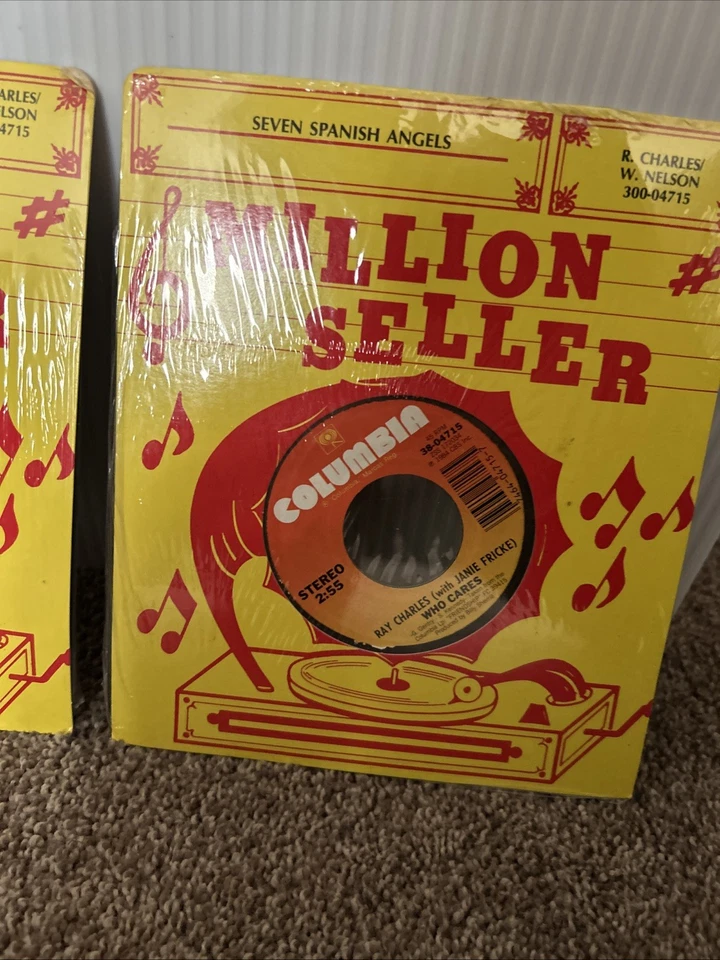 SEALED Ray Charles Willie Nelson Seven Spanish Angels Janie Fricke Who Cares 45 - Image 4 of 4