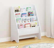 Kids Bookshelf Storage, Book Shelf for Kids Rooms, 4 Tier Sling Bookshelf for Ki