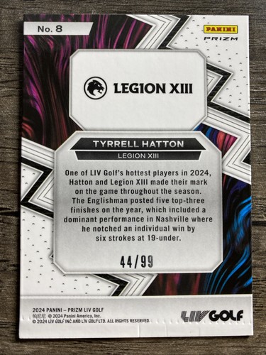 2024 Panini Prizm Liv Golf - Fearless Tyrrell Hatton #8 Blue Prizm /99 (RC) - Bild 2 von 2